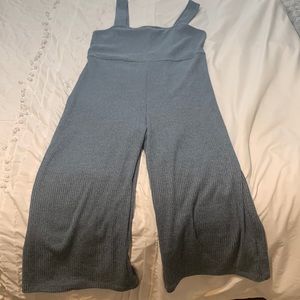 Blue Ribbed Culotte Jumpsuit